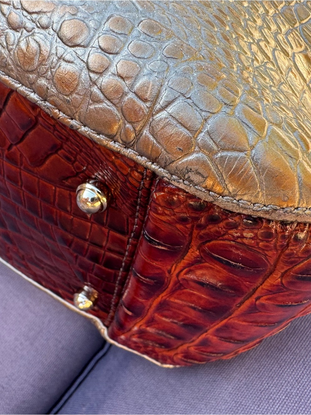 Brahmin Small Irene Rose Gold Provence Croc Leather Satchel GUC - Picture 13 of 16